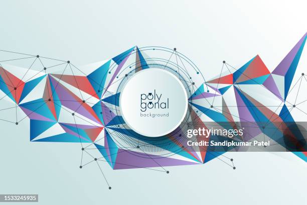 low poly connections abstract design - origami asia stock illustrations