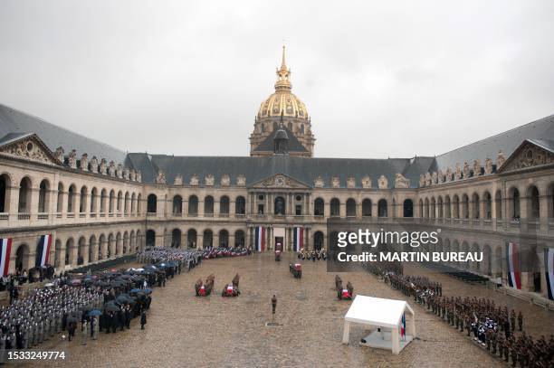 General view of the Invalides yard on July 19, 2011 in Paris, as the coffins of the seven French soldiers killed in Afghanistan over four days last...