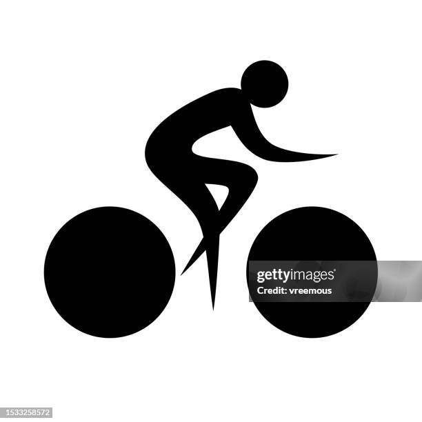 silhouetted cyclist icon - adventure logo stock illustrations