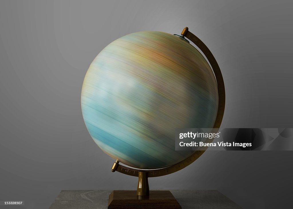 Turning globe.