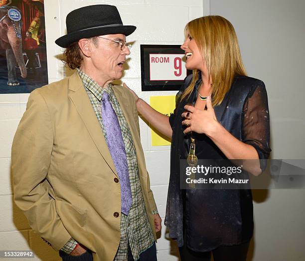 John Hiatt and Grace Potter backstage at the "Love For Levon" Benefit To Save The Barn at Izod Center on October 3, 2012 in East Rutherford, New...