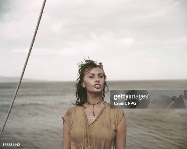 Italian actress Sophia Loren stars in the film 'Boy on a Dolphin', 1957.