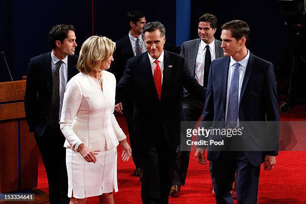 Republican presidential candidate, former Massachusetts Gov. Mitt Romney along with his family Craig Romney, wife Ann Romney, Matt Romney, Tagg...