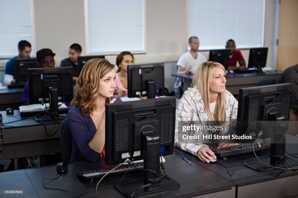 Students studying in computer lab