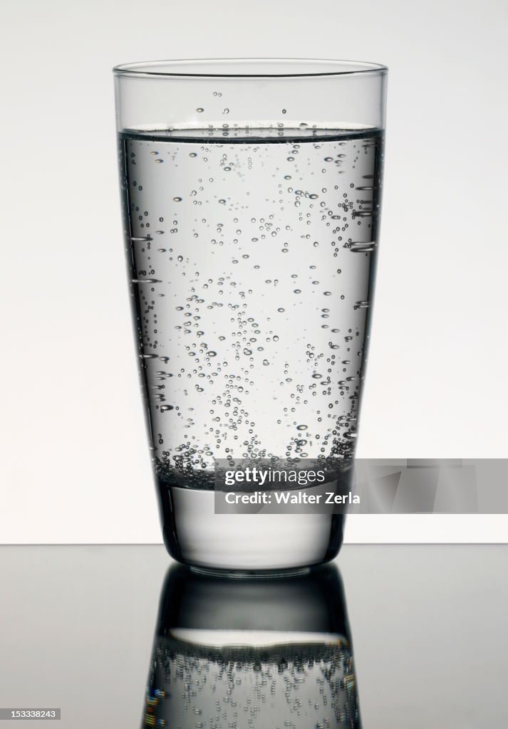 Carbonated water in glass