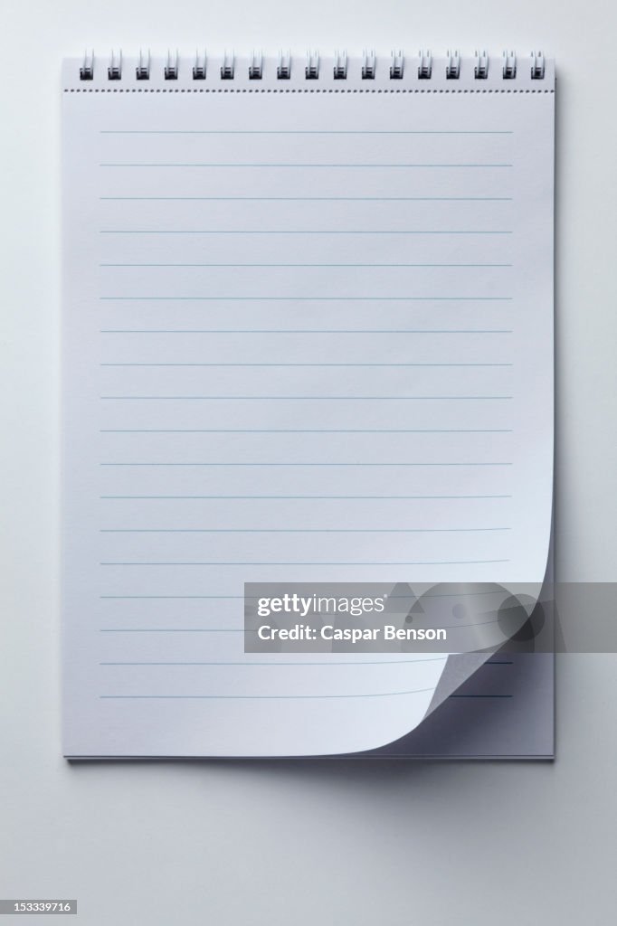 Angled Notepad A Spiral Notepad With Lined Paper And A Curled Up Page Corner High-Res ...