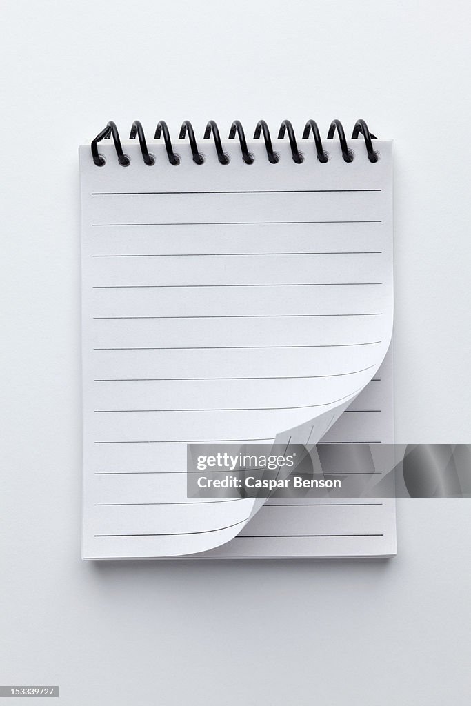 Angled Notepad A Spiral Notepad With Lined Paper And A Curled Up Page Corner High-Res ...