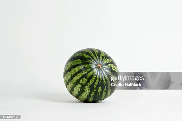 a whole ripe watermelon, studio shot - watermelon fotografías e imágenes de stock