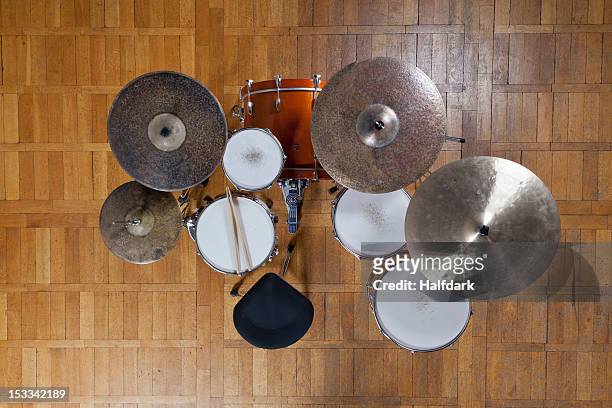 drum kit from above - cymbal bildbanksfoton och bilder