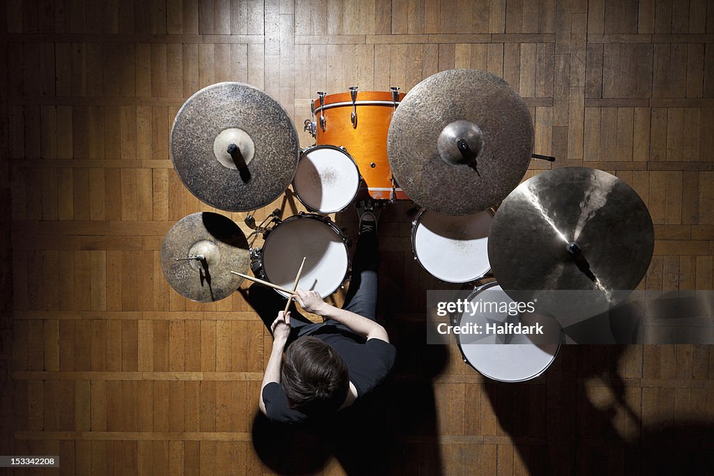 Drummer performing