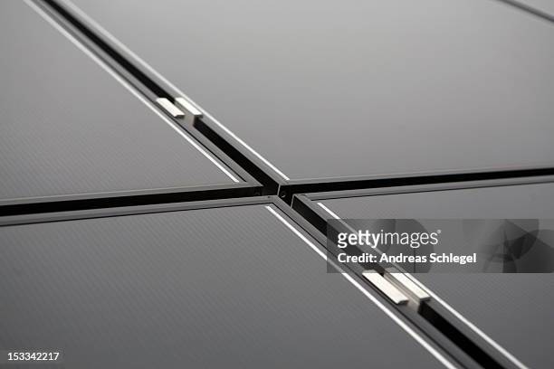 thin film solar modules - andreas solar stock pictures, royalty-free photos & images