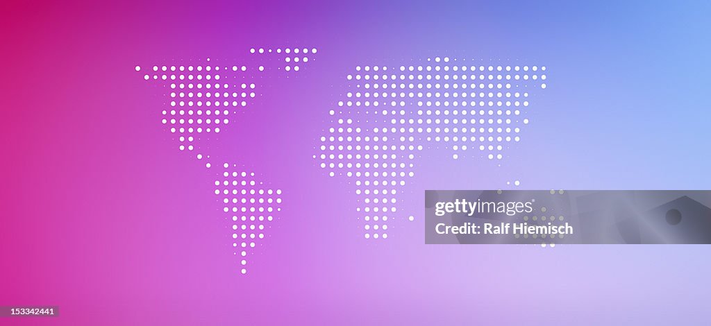 World map in dots against an abstract background