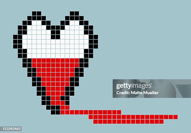 8-bit style bleeding heart - medical death icon stock illustrations
