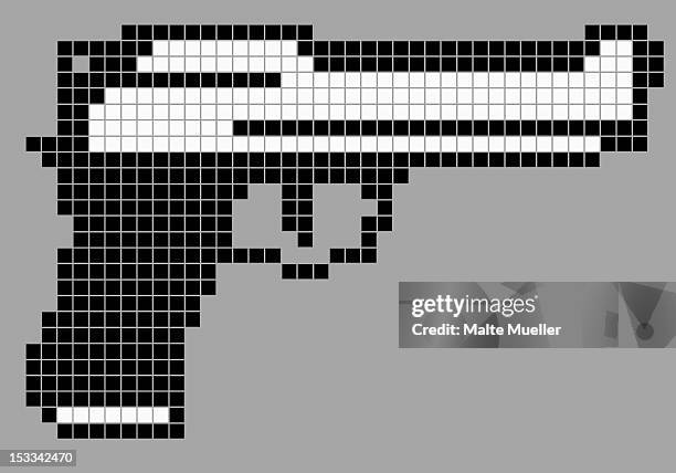 8-bit style handgun - aggression stock-grafiken, -clipart, -cartoons und -symbole