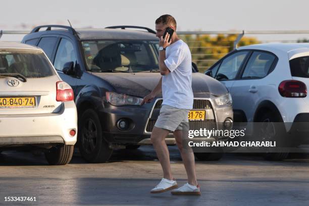 Avner Netanyahu arrives at the Sheba Medical Centre in Ramat Gan city on July 15 to visit his father after the Israeli Prime Minister was...