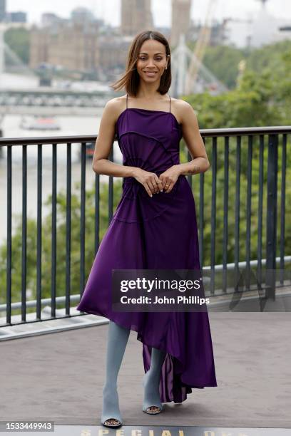 Zoe Saldana attends the photocall to launch the new Paramount+ series "Special Ops: Lioness" at IET London on July 11, 2023 in London, England.