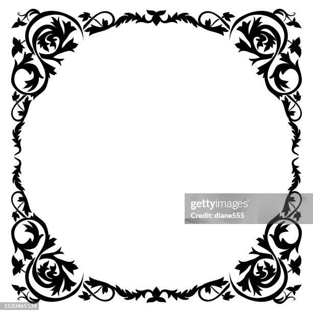 calligraphy leaf and vine frame - embellishment stock illustrations