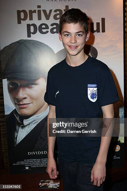 Hero Fiennes Tiffin attends the premiere of "Private Peaceful" at the Curzon Mayfair on October 3, 2012 in London, England.