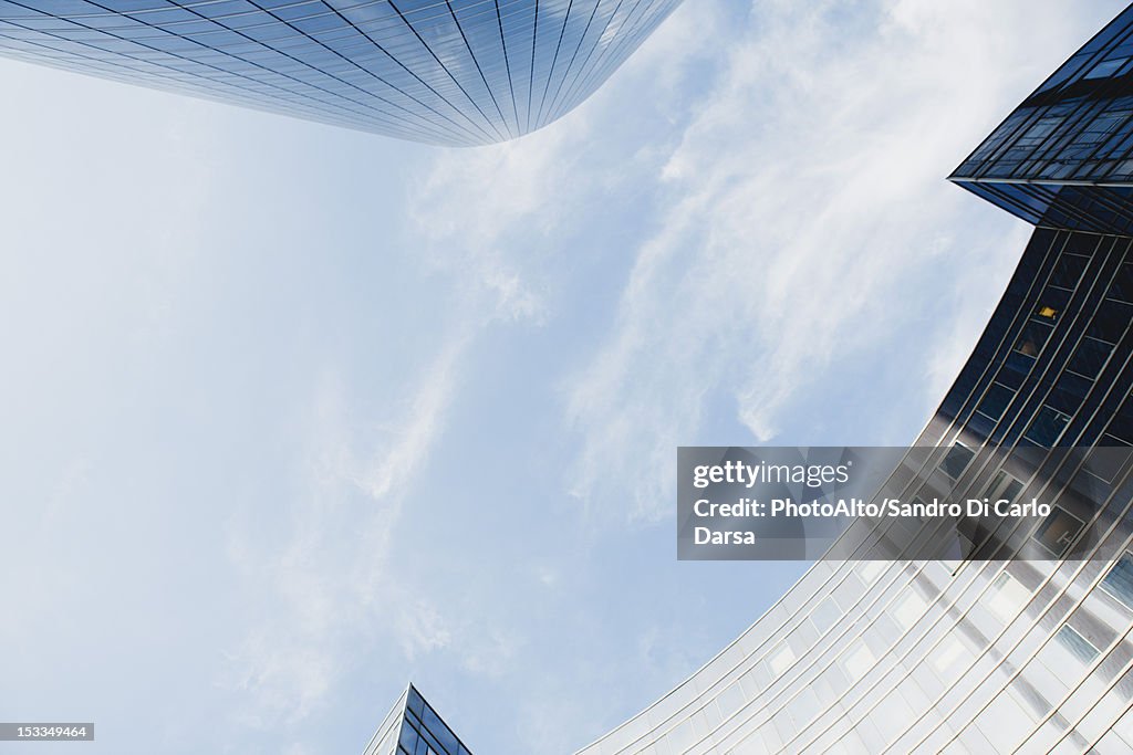Modern buildings against sky, directly below