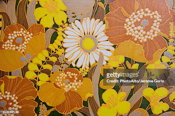 floral pattern, full frame - floral print stock-fotos und bilder