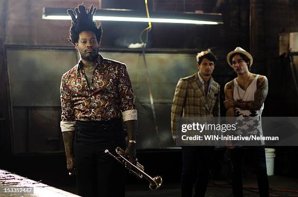 argentina, buenos aires, men posing in warehouse - the basement jazz club stock pictures, royalty-free photos & images