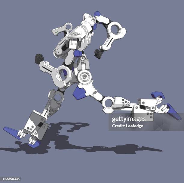 armored loader(running left view) - robot running stock illustrations