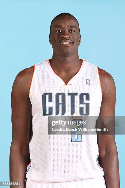 DeSagana Diop of the Charlotte Bobcats poses for photo during media day on October 1, 2012 at the Time Warner Cable Arena in Charlotte, North...