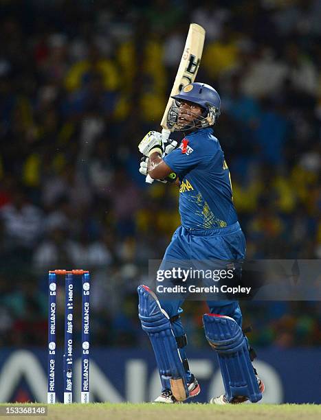 Jeevan Mendis of Sri Lanka bats during the ICC World Twenty20 2012 Semi Final between Sri Lanka and Pakistan at R. Premadasa Stadium on October 4,...