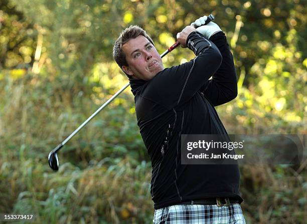 John Bandurak of Great Barr GC in action during day 2 of the Skins PGA Fourball Championship at Forest Pines Hotel & Golf Club on October 4, 2012 in...