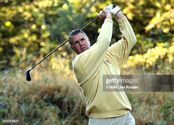 Darren Prosser of Halfpenny Green GC in action during day 2 of the Skins PGA Fourball Championship at Forest Pines Hotel & Golf Club on October 4,...