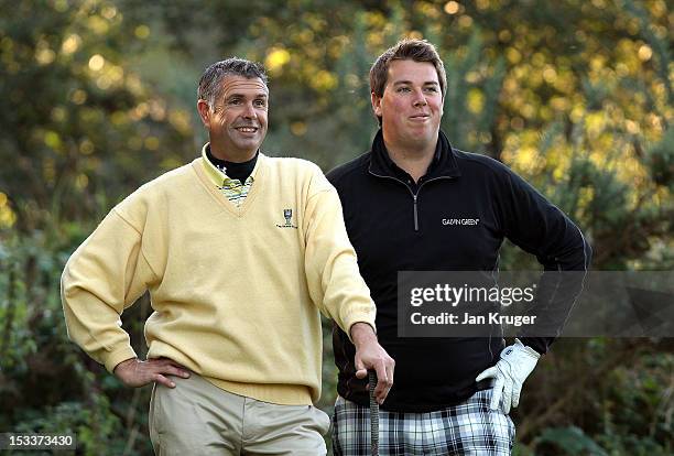 John Bandurak of Great Barr GC and partner Darren Prosser of Halfpenny Green GC looks on during day 2 of the Skins PGA Fourball Championship at...