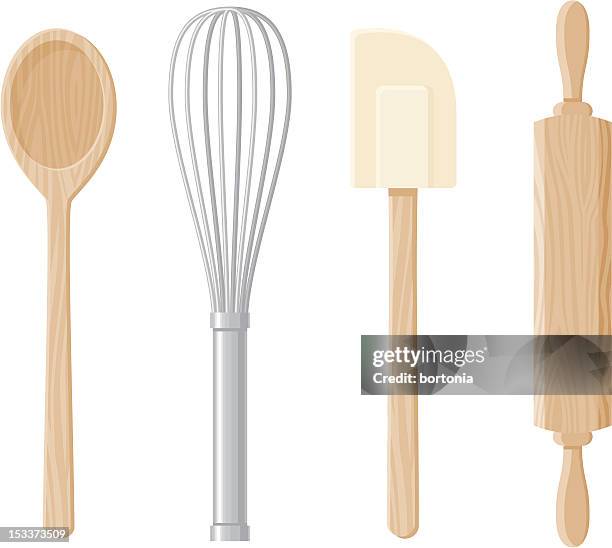 ilustrações de stock, clip art, desenhos animados e ícones de bicarbonato de ferramentas conjunto de ícones - wooden spoon