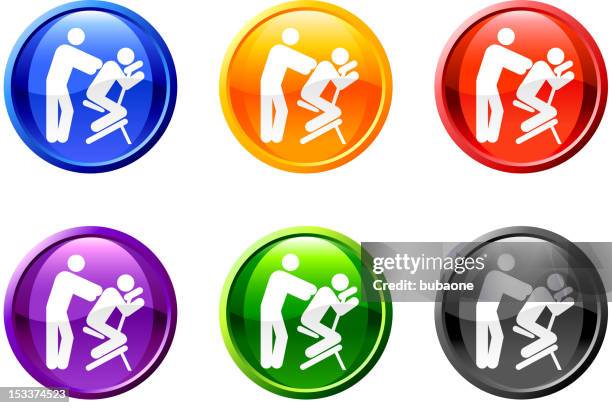 massage therapy button royalty free vector art - hand holding piece of cake stock illustrations