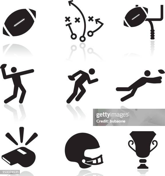 football black and white royalty free vector arts - touchdown icon stock illustrations