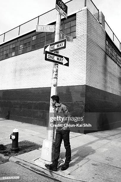 Model/actor Noah Mills poses for August Man on March 24, 2012 in New York City.