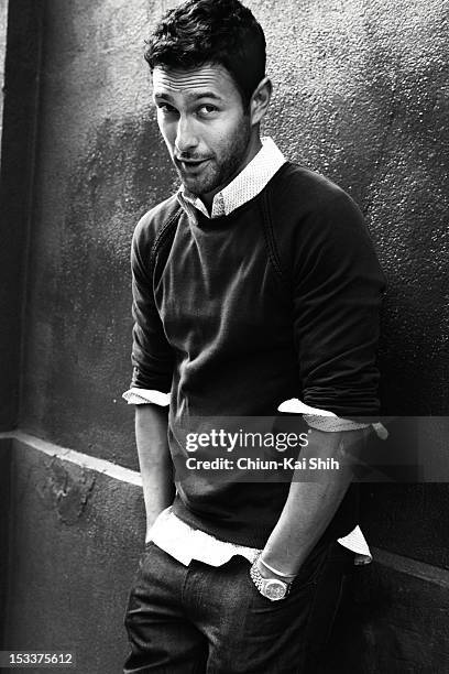 Model/actor Noah Mills poses for August Man on March 24, 2012 in New York City.