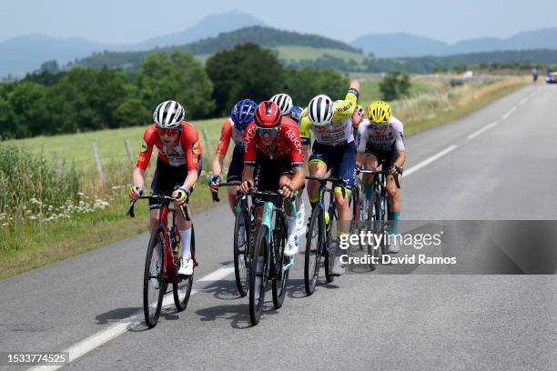 Mattias Skjelmose Jensen of Denmark and Team Lidl-Trek, Nick Schultz of Australia and Team Israel-Premier Tech, Warren Barguil of France and Team...