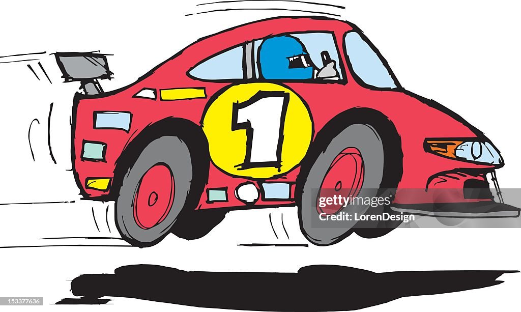 Stock Car Racing Cartoon