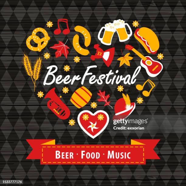 bierfest-clipart-elemente bilden sich in herzform - banderole stock-grafiken, -clipart, -cartoons und -symbole