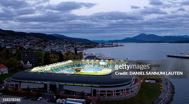 Picture shows an overview of Aker Stadium prior to the UEFA Europa League Group E football match Molde vs Stuttgart in Molde, on October 4, 2012. AFP...