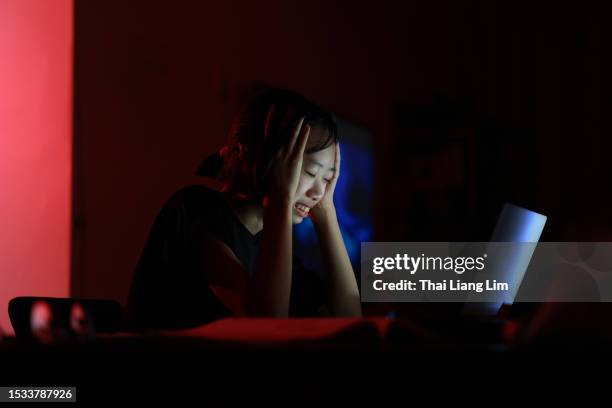 Student Crying At Computer 19 Teenager Crying Using Laptop Stock Photos, High-Res Pictures, and ...