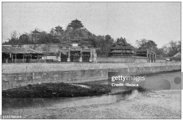 antique image from british magazine: china, beijing imperial city - ming dynasty stock illustrations
