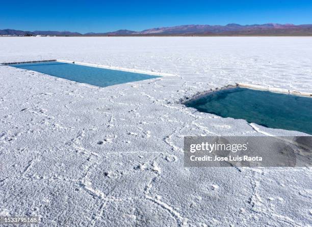 salinas grandes in a salt desert in the jujuy province, argentina - sud foto e immagini stock