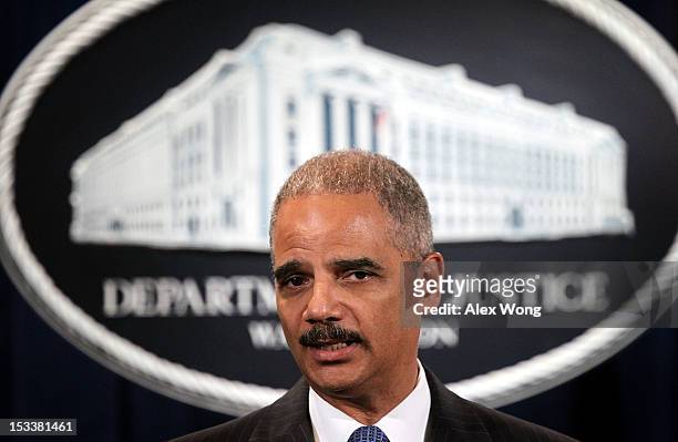 Attorney General Eric Holder speaks as during a news conference to announce Medicare Fraud Strike Force law enforcement actions October 4, 2012 at...
