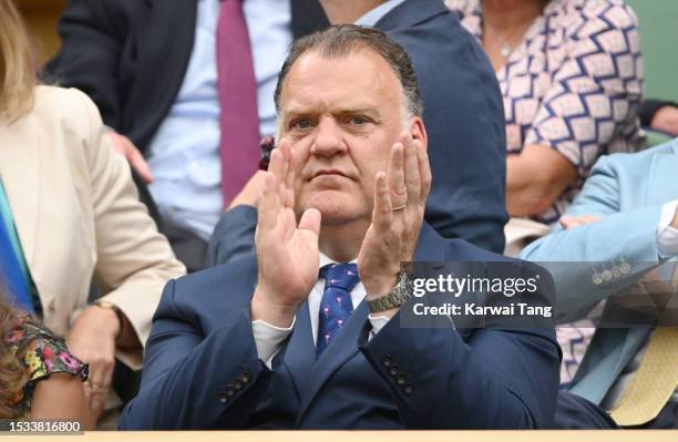 Sir Bryn Terfel attends day nine of the Wimbledon Tennis Championships at the All England Lawn Tennis and Croquet Club on July 11, 2023 in London,...