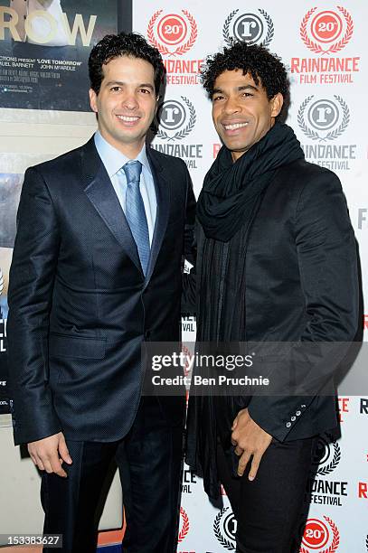Arionel Vargas and Carlos Acosta attend the Raindance Film Festival screening of 'Love Tomorrow' at Apollo Piccadilly Circus on October 4, 2012 in...