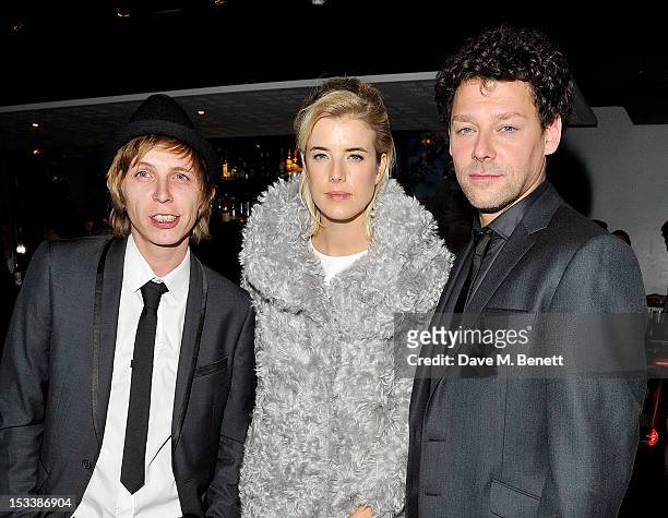 Actors Bronson Webb, Agyness Deyn and Richard Coyle attend an after party celebrating the Gala Screening of 'Pusher' at the Hoxton Pony on October 4,...