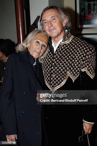 Micheline Maus and Pierre Passebon attend the Abu Jani & Sandeep Khosla Exhibition Opening At Galerie Du Passage at Galerie du Passage on October 4,...