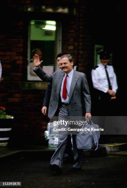 Stacy Keach coming out of jail in Reading in 1985 circa. In 1984, London police arrested Keach at Heathrow Airport for carrying cocaine. Keach...