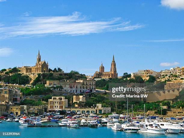 mgarr harbor gozo malta - island of gozo mgarr stock pictures, royalty-free photos & images